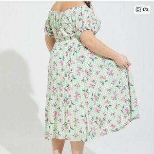 Torrid Retro Chic Gingham Floral Dress